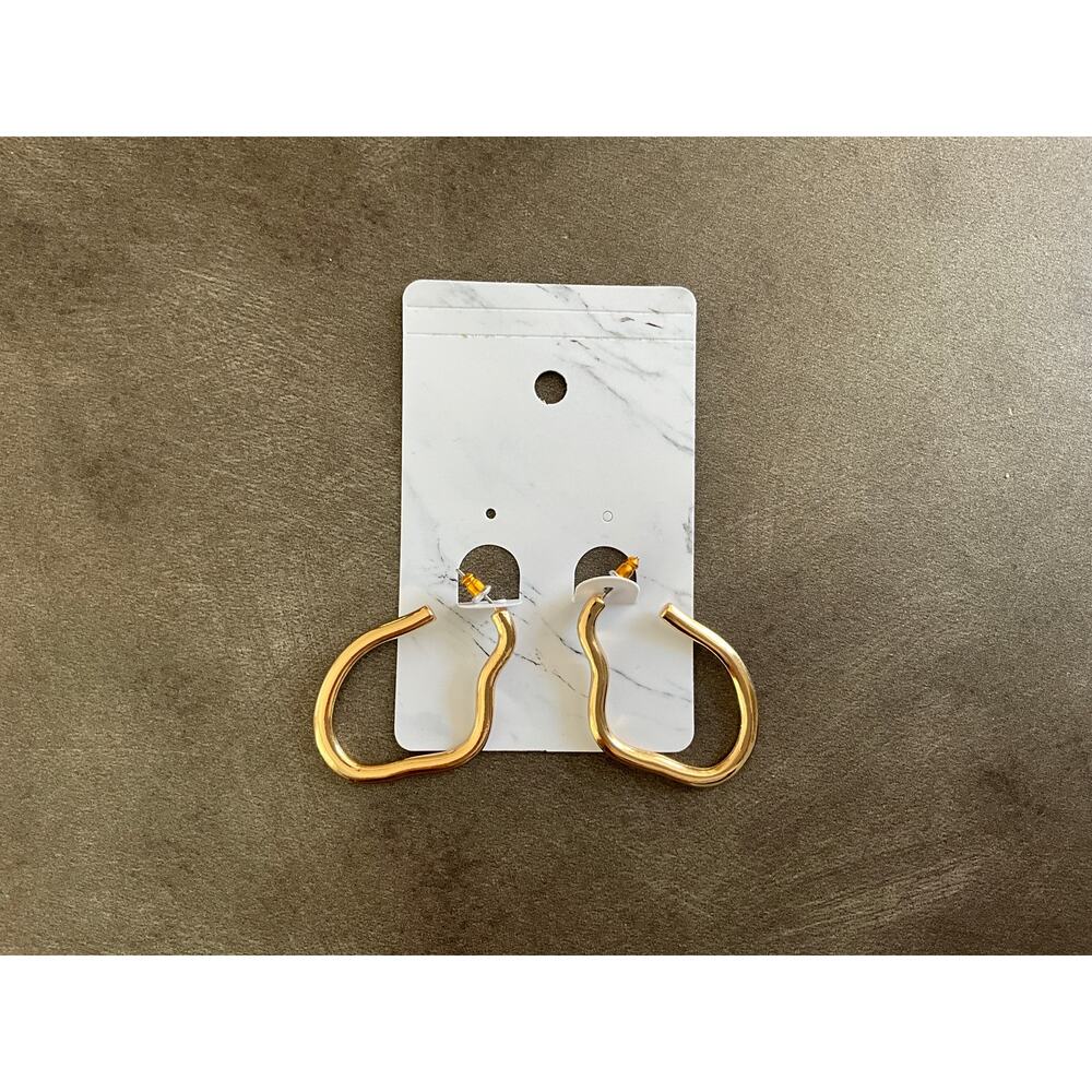 Gold Irregular Shape Metal Hoop Earrings